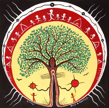 An by illustration by Bruce K. Beardy, a First Nation member of the College, depicts the act of supporting Indigenous learning and holistic well-being.